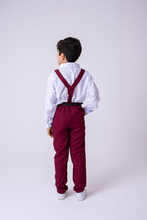 Conjunto Meninos Miss Cherry Leo Suspensorio Marsala - Estilo Delicado para o Dia a Dia | Bebeloo Kids