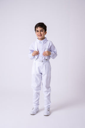 Conjunto Meninos Miss Cherry Leo Suspensorio Branco - Estilo Delicado para o Dia a Dia | Bebeloo Kids