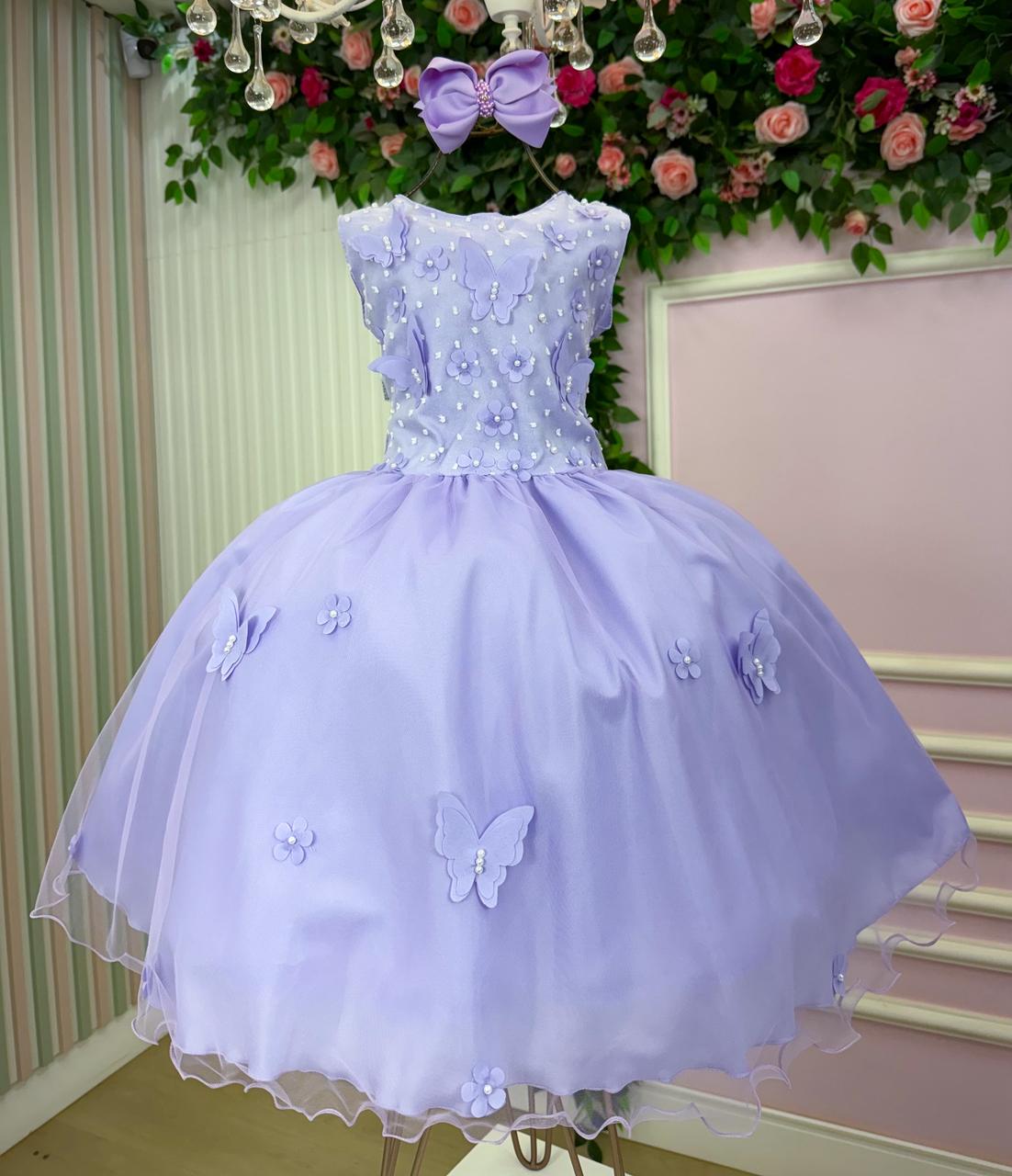 Vestido Marie Jardim das Borboletas Lilas Viviane - Leveza e Elegância para Meninas | Bebeloo Kids