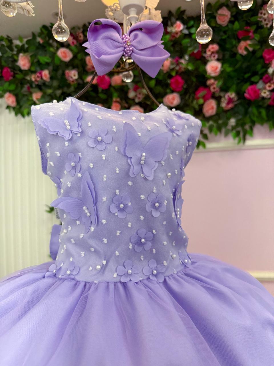 Vestido Marie Jardim das Borboletas Lilas Viviane - Leveza e Elegância para Meninas | Bebeloo Kids