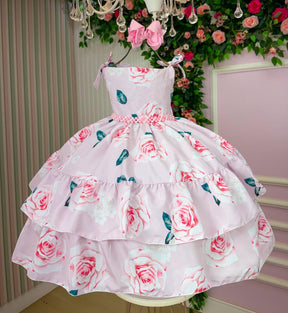 Vestido Giovanella Karine Florido Rosa - Leveza e Elegância para Meninas | Bebeloo Kids