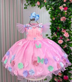 Vestido Marie Jardim Encantado Isis Luxinho Rosa - Leveza e Elegância para Meninas | Bebeloo Kids