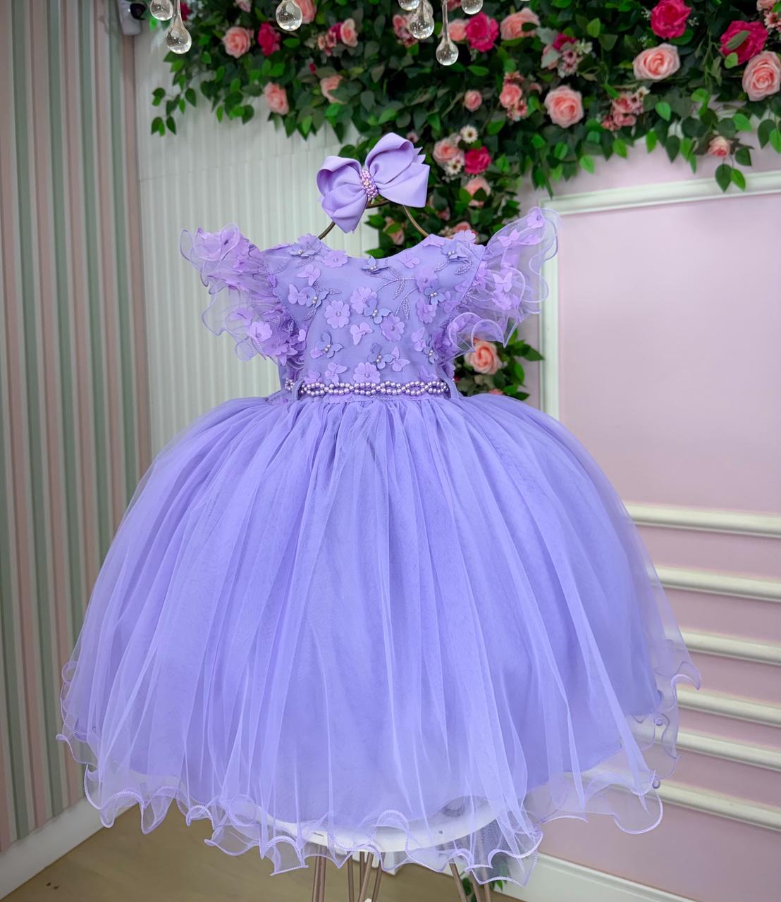 Vestido Menina Bonita Angelie Lilás - Leveza e Elegância para Meninas | Bebeloo Kids