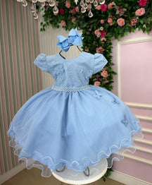 Vestido Vitoria Kids Leticia Azul Bebe - Leveza e Elegância para Meninas | Bebeloo Kids