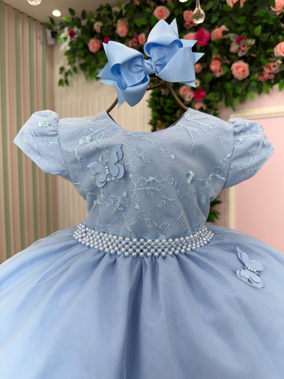 Vestido Vitoria Kids Leticia Azul Bebe - Leveza e Elegância para Meninas | Bebeloo Kids