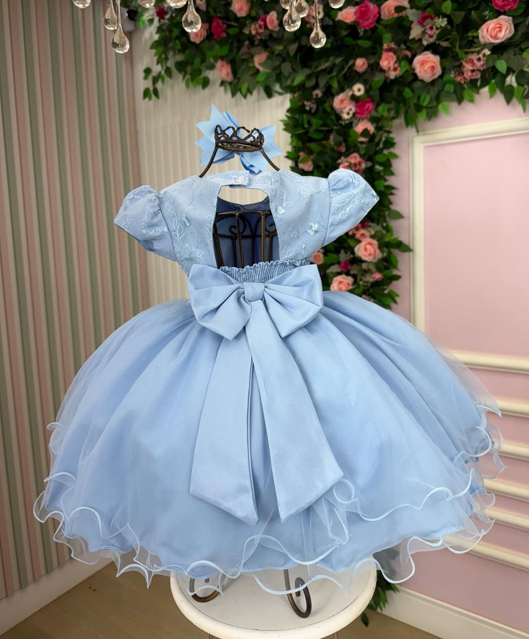 Vestido Vitoria Kids Leticia Azul Bebe - Leveza e Elegância para Meninas | Bebeloo Kids