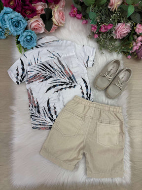 Conjunto Meninos Lucas Banana Club Shorts Linho - Estilo Delicado para o Dia a Dia | Bebeloo Kids