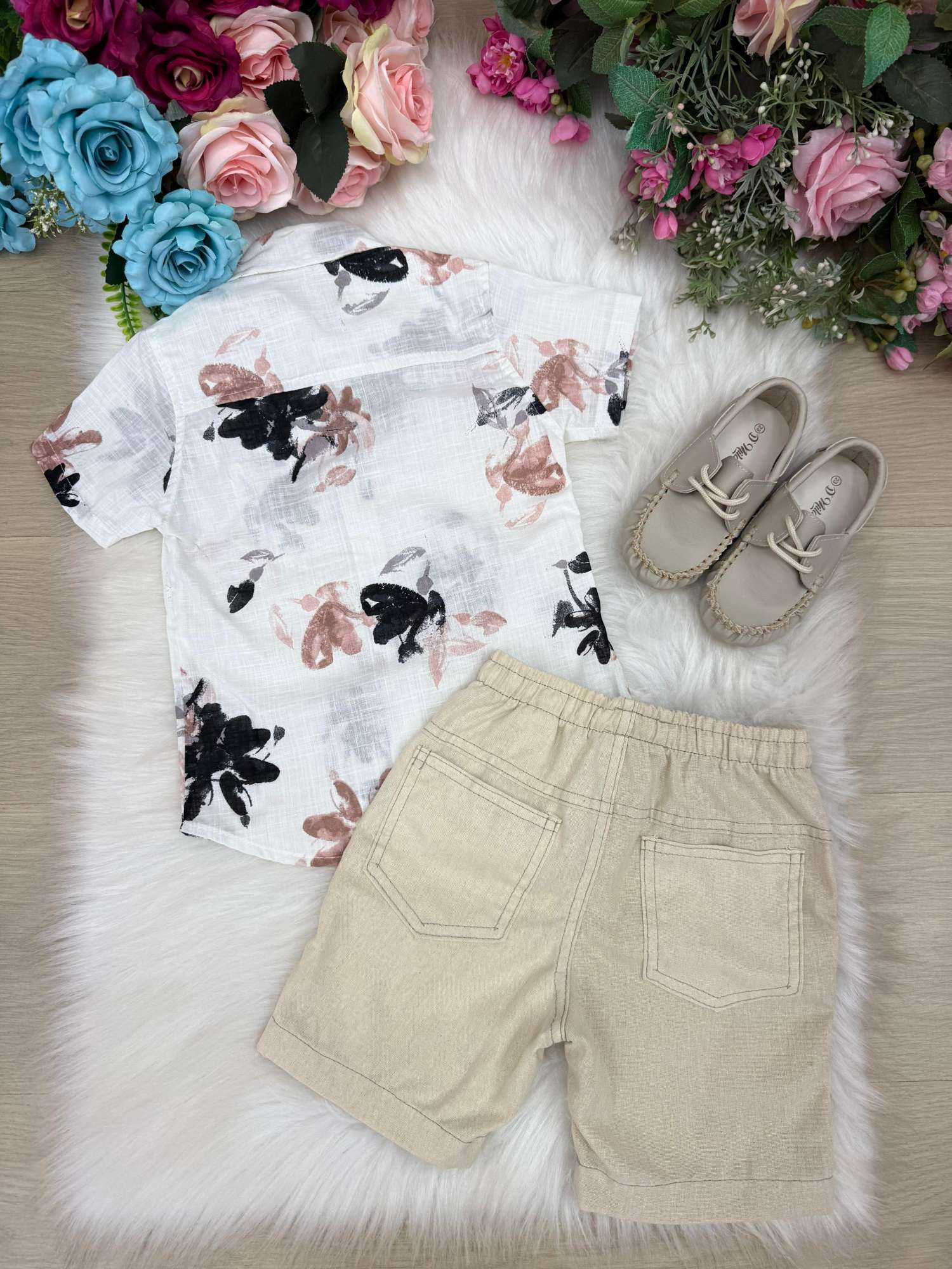 Conjunto Meninos Lucas Banana Club Shorts Linho Camisa Off Florida - Estilo Delicado para o Dia a Dia | Bebeloo Kids