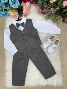 Conjunto Miss Cherry Social Leonardo Colete Cinza Grafite - Estilo Delicado para o Dia a Dia | Bebeloo Kids
