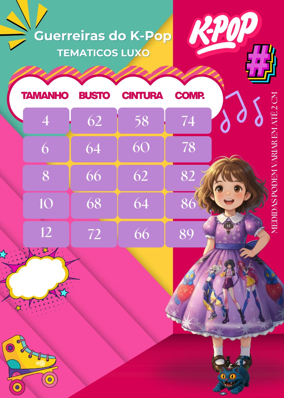Vestido Tematicos Luxo Guerreiras do K-Pop - Leveza e Elegância para Meninas | Bebeloo Kids