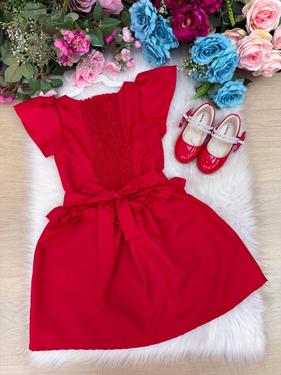 Vestido Blogueirinha Tayla Vermelho - Leveza e Elegância para Meninas | Bebeloo Kids