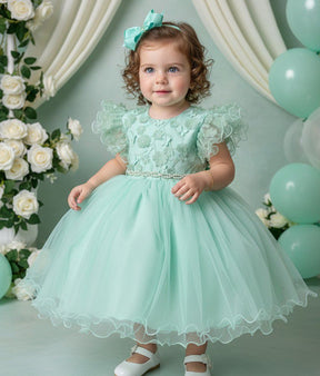 Vestido Menina Bonita Angelie Verde Menta - Leveza e Elegância para Meninas | Bebeloo Kids