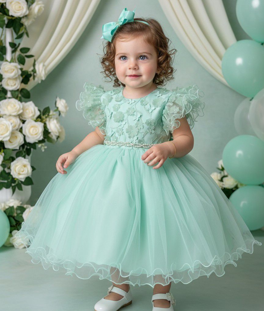 Vestido Menina Bonita Angelie Verde Menta - Leveza e Elegância para Meninas | Bebeloo Kids
