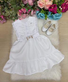 Vestido Blogueirinha Valeria Branco - Leveza e Elegância para Meninas | Bebeloo Kids