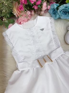 Vestido Blogueirinha Valeria Branco - Leveza e Elegância para Meninas | Bebeloo Kids