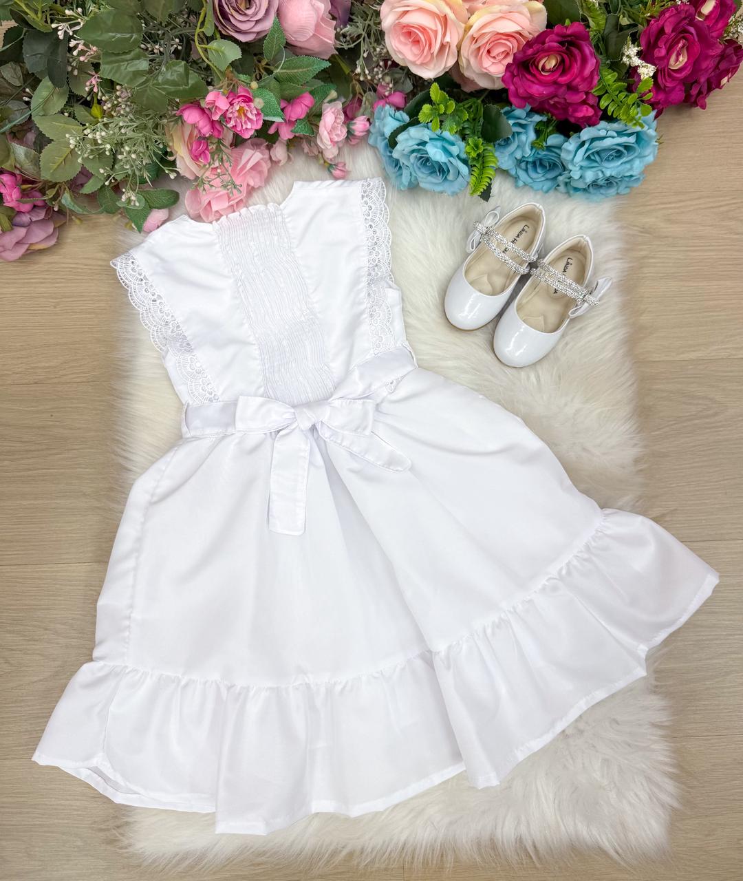 Vestido Blogueirinha Valeria Branco - Leveza e Elegância para Meninas | Bebeloo Kids