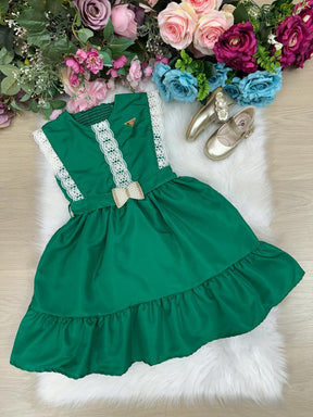 Vestido Blogueirinha Valeria Verde - Leveza e Elegância para Meninas | Bebeloo Kids