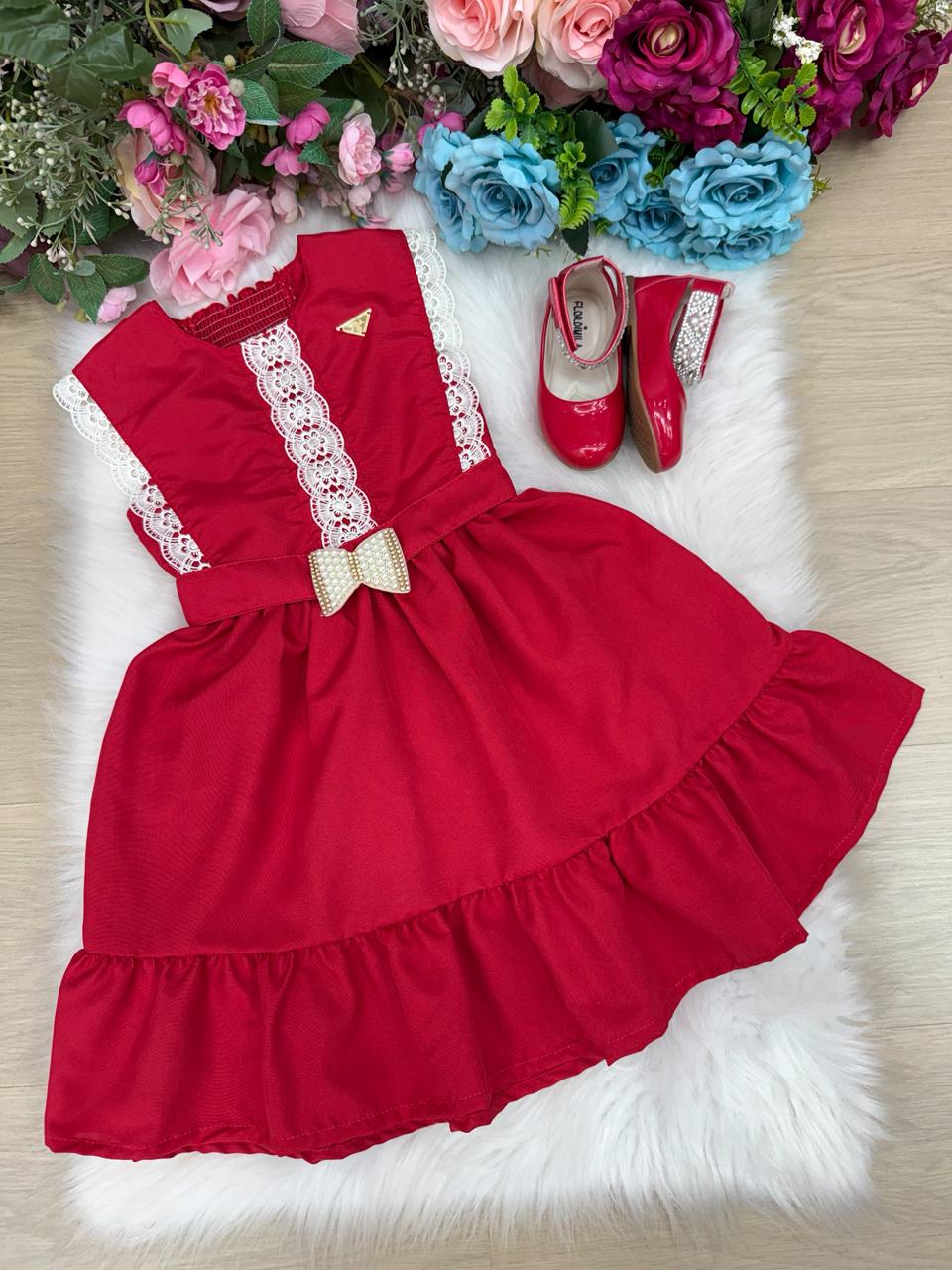 Vestido Blogueirinha Valeria Vermelho - Leveza e Elegância para Meninas | Bebeloo Kids