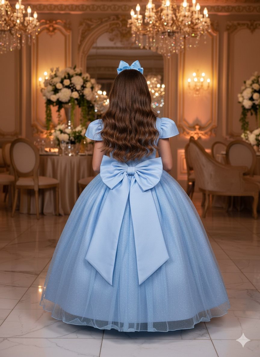Vestido Marie Longo Heloisa Azul Bebe - Leveza e Elegância para Meninas | Bebeloo Kids