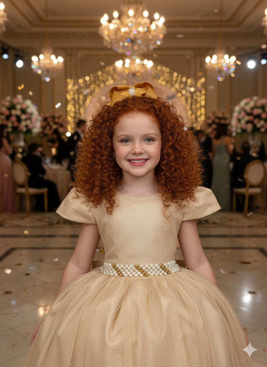 Vestido Marie Longo Heloisa Dourado - Leveza e Elegância para Meninas | Bebeloo Kids