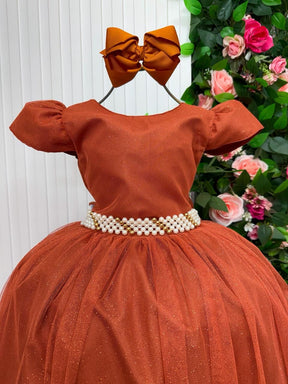 Vestido Marie Longo Heloisa Terracota - Leveza e Elegância para Meninas | Bebeloo Kids