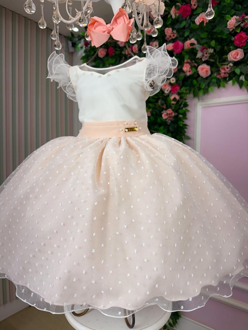 Vestido Mini Miss Betani Pessego - Leveza e Elegância para Meninas | Bebeloo Kids