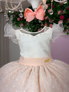 Vestido Mini Miss Betani Pessego - Leveza e Elegância para Meninas | Bebeloo Kids
