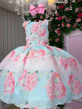 Vestido Mini Miss Lorena Florido Azul Bebe - Leveza e Elegância para Meninas | Bebeloo Kids