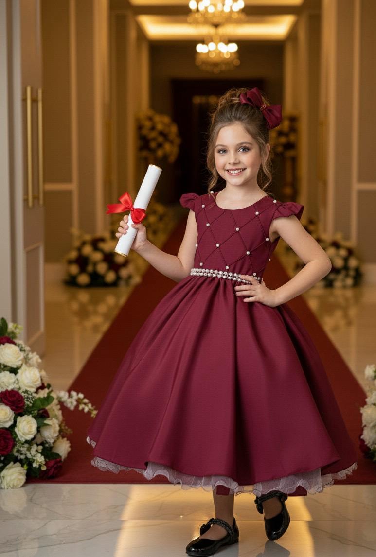 Vestido Ysa Kids Francine Marsala - Leveza e Elegância para Meninas | Bebeloo Kids