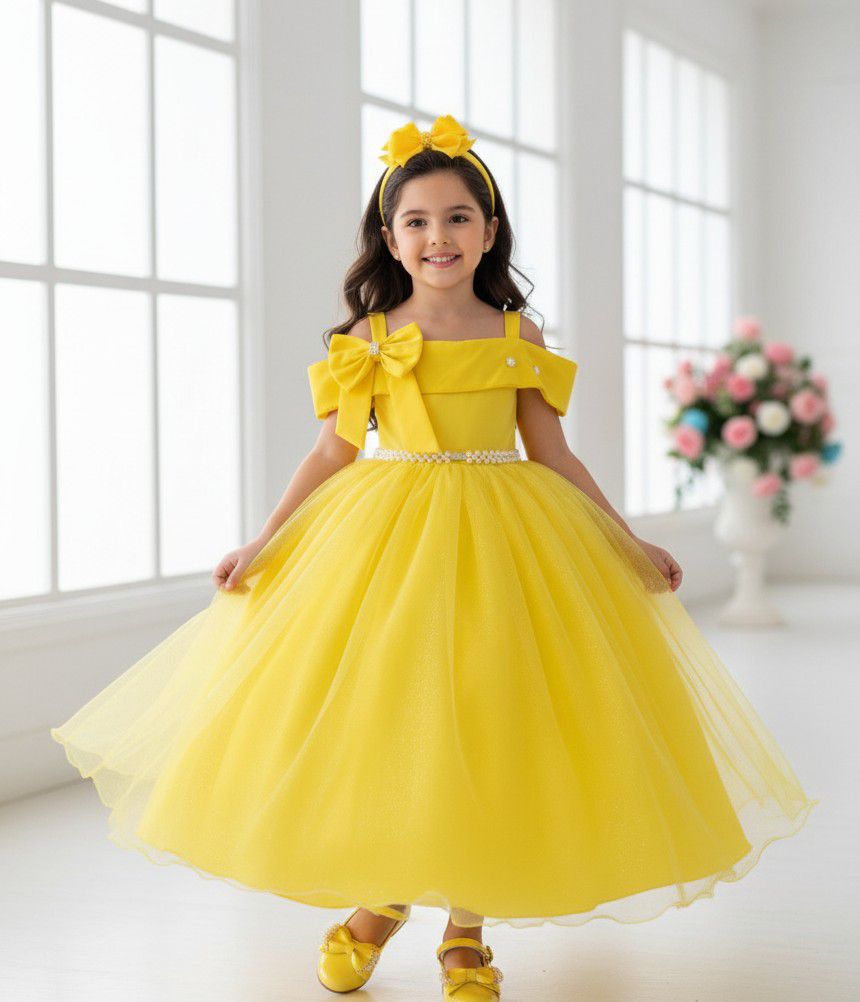 Vestido Banana Club Longo Doce Elegancia Amarelo - Leveza e Elegância para Meninas | Bebeloo Kids