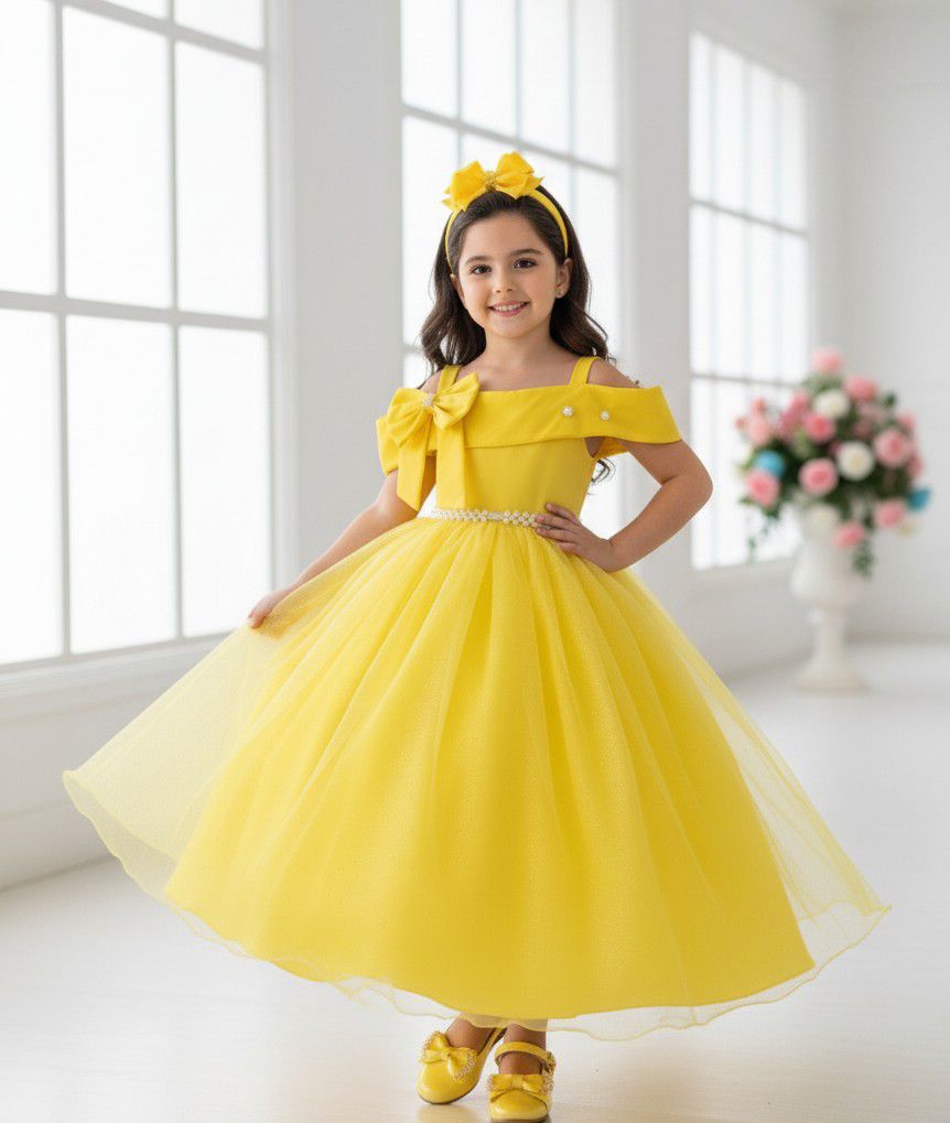 Vestido Banana Club Longo Doce Elegancia Amarelo - Leveza e Elegância para Meninas | Bebeloo Kids