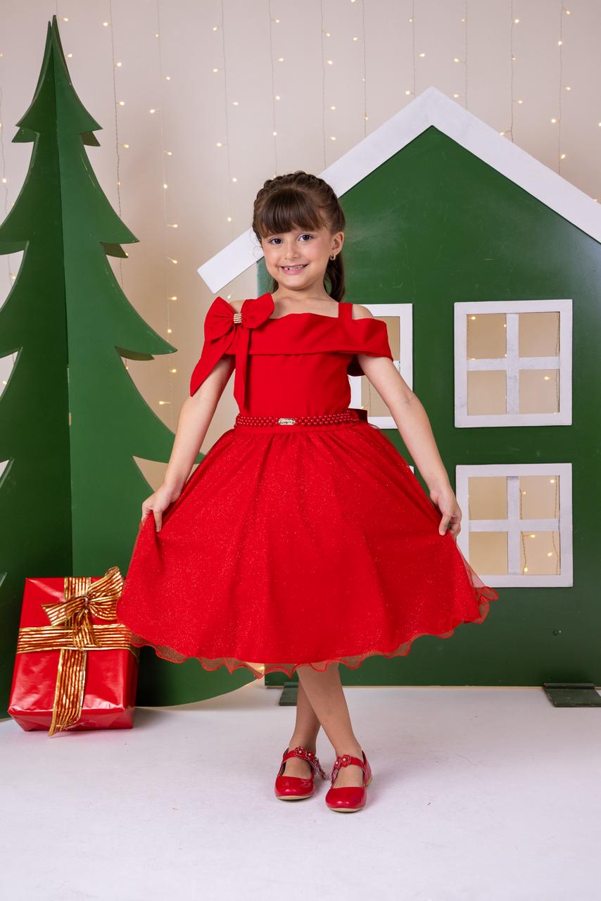 Vestido Banana Club Jessica Vermelho - Natal - Leveza e Elegância para Meninas | Bebeloo Kids
