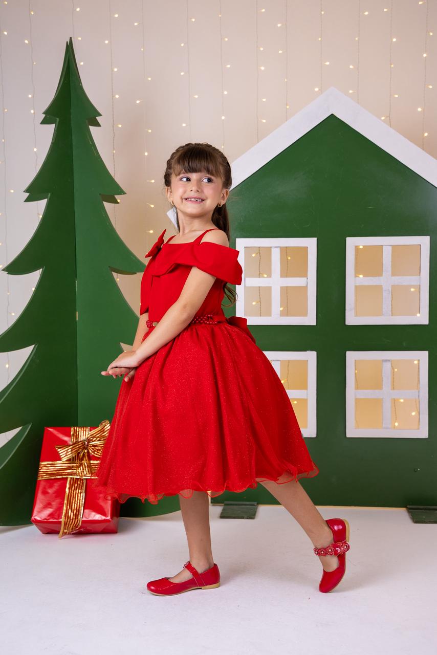 Vestido Banana Club Jessica Vermelho - Natal - Leveza e Elegância para Meninas | Bebeloo Kids