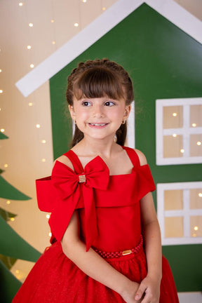 Vestido Banana Club Jessica Vermelho - Natal - Leveza e Elegância para Meninas | Bebeloo Kids