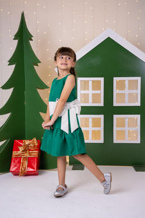 Vestido Blogueirinha Rafa Verde - Natal - Leveza e Elegância para Meninas | Bebeloo Kids