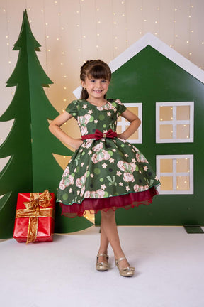 Vestido Banana Club Encanto de Natal Verde - Leveza e Elegância para Meninas | Bebeloo Kids