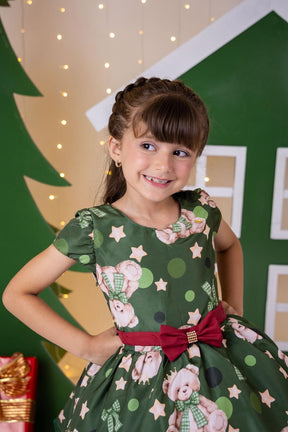 Vestido Banana Club Encanto de Natal Verde - Leveza e Elegância para Meninas | Bebeloo Kids