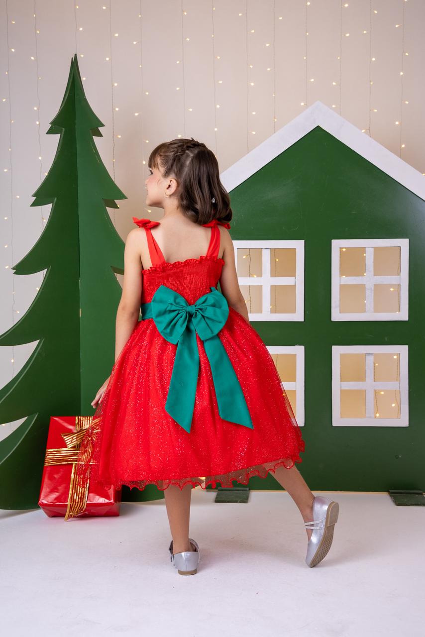 Vestido Marie Aurora Natalino Vermelho - Natal - Leveza e Elegância para Meninas | Bebeloo Kids