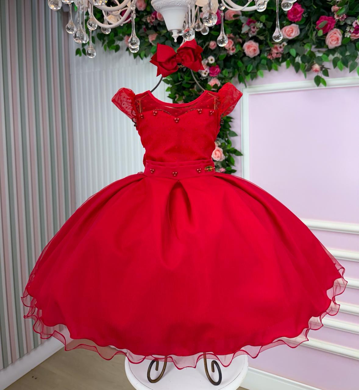 Vestido Mini Miss Isabela Vermelho - Leveza e Elegância para Meninas | Bebeloo Kids