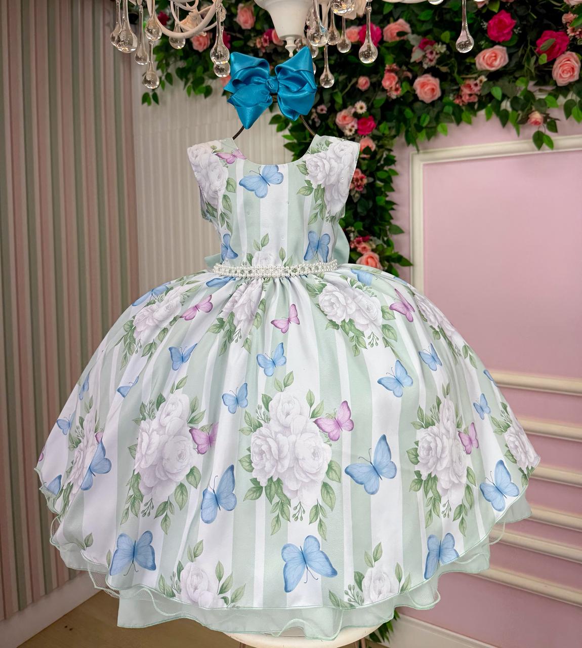 Vestido Ysa Kids Jardim Florido Melinda Verde Claro - Leveza e Elegância para Meninas | Bebeloo Kids
