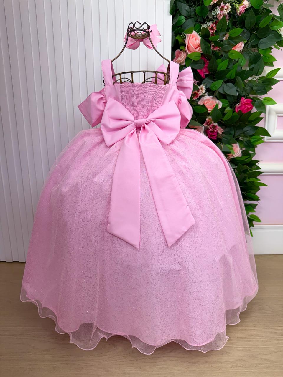 Vestido Banana Club Longo Doce Elegancia Rosa - Leveza e Elegância para Meninas | Bebeloo Kids
