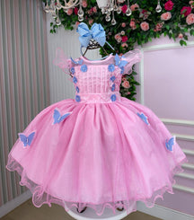 Vestido Marie Jardim Encantado Rosa Borboletas Azul - Leveza e Elegância para Meninas | Bebeloo Kids
