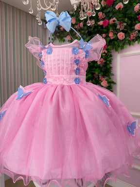 Vestido Marie Jardim Encantado Rosa Borboletas Azul - Leveza e Elegância para Meninas | Bebeloo Kids