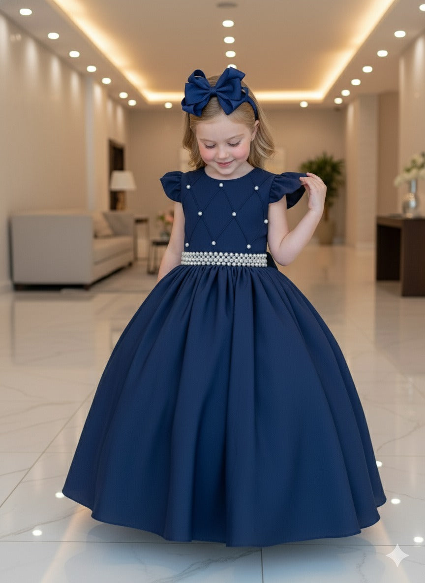 Vestido Ysa Kids Ariane Longo Azul Marinho - Leveza e Elegância para Meninas | Bebeloo Kids
