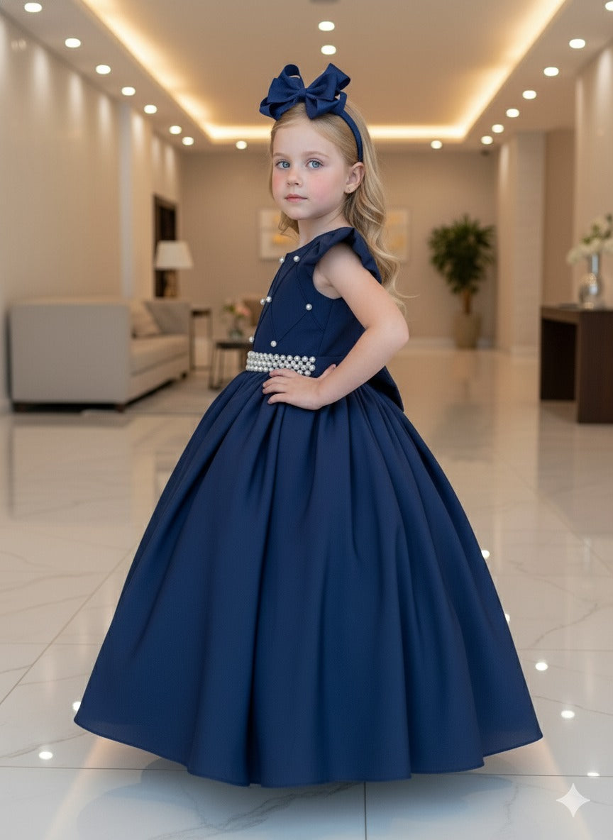Vestido Ysa Kids Ariane Longo Azul Marinho - Leveza e Elegância para Meninas | Bebeloo Kids