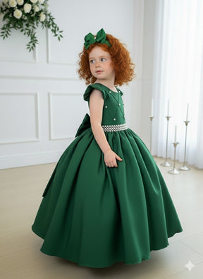 Vestido Ysa Kids Ariane Longo Verde Esmeralda - Leveza e Elegância para Meninas | Bebeloo Kids