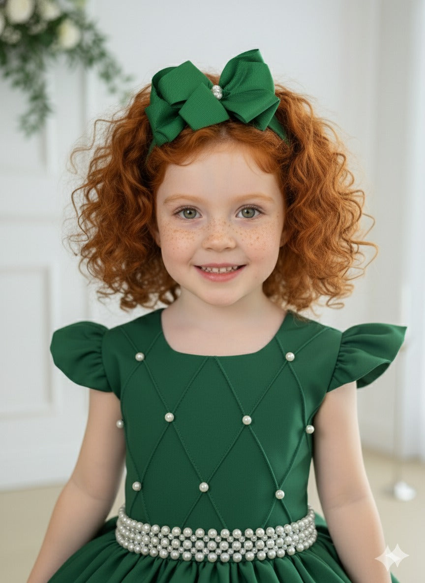 Vestido Ysa Kids Ariane Longo Verde Esmeralda - Leveza e Elegância para Meninas | Bebeloo Kids