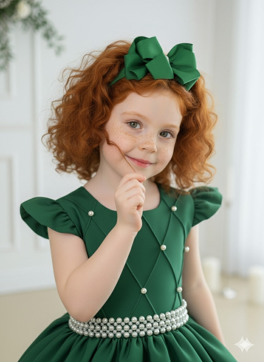 Vestido Ysa Kids Ariane Longo Verde Esmeralda - Leveza e Elegância para Meninas | Bebeloo Kids