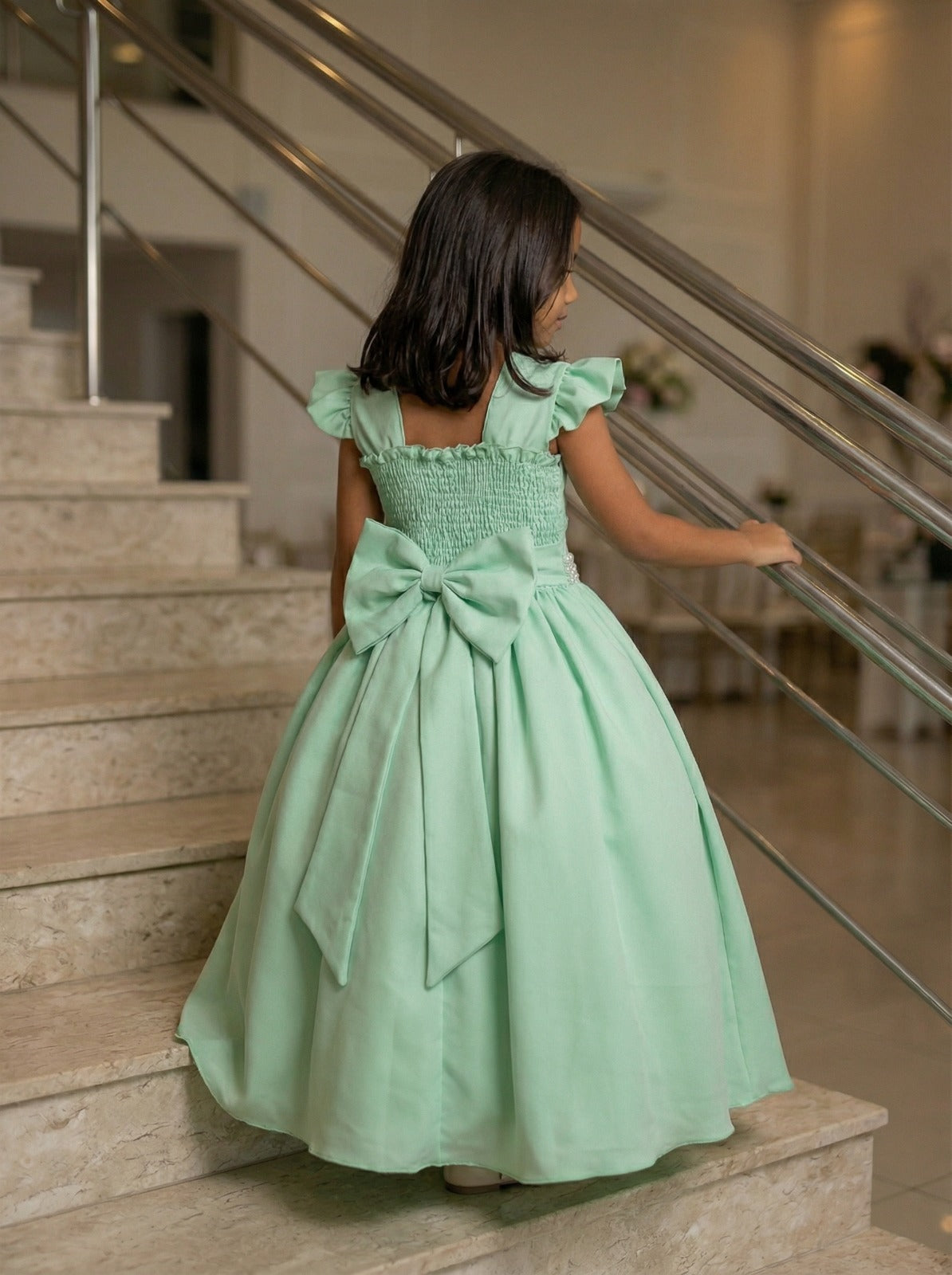 Vestido Ysa Kids Ariane Longo Verde Oliva - Leveza e Elegância para Meninas | Bebeloo Kids
