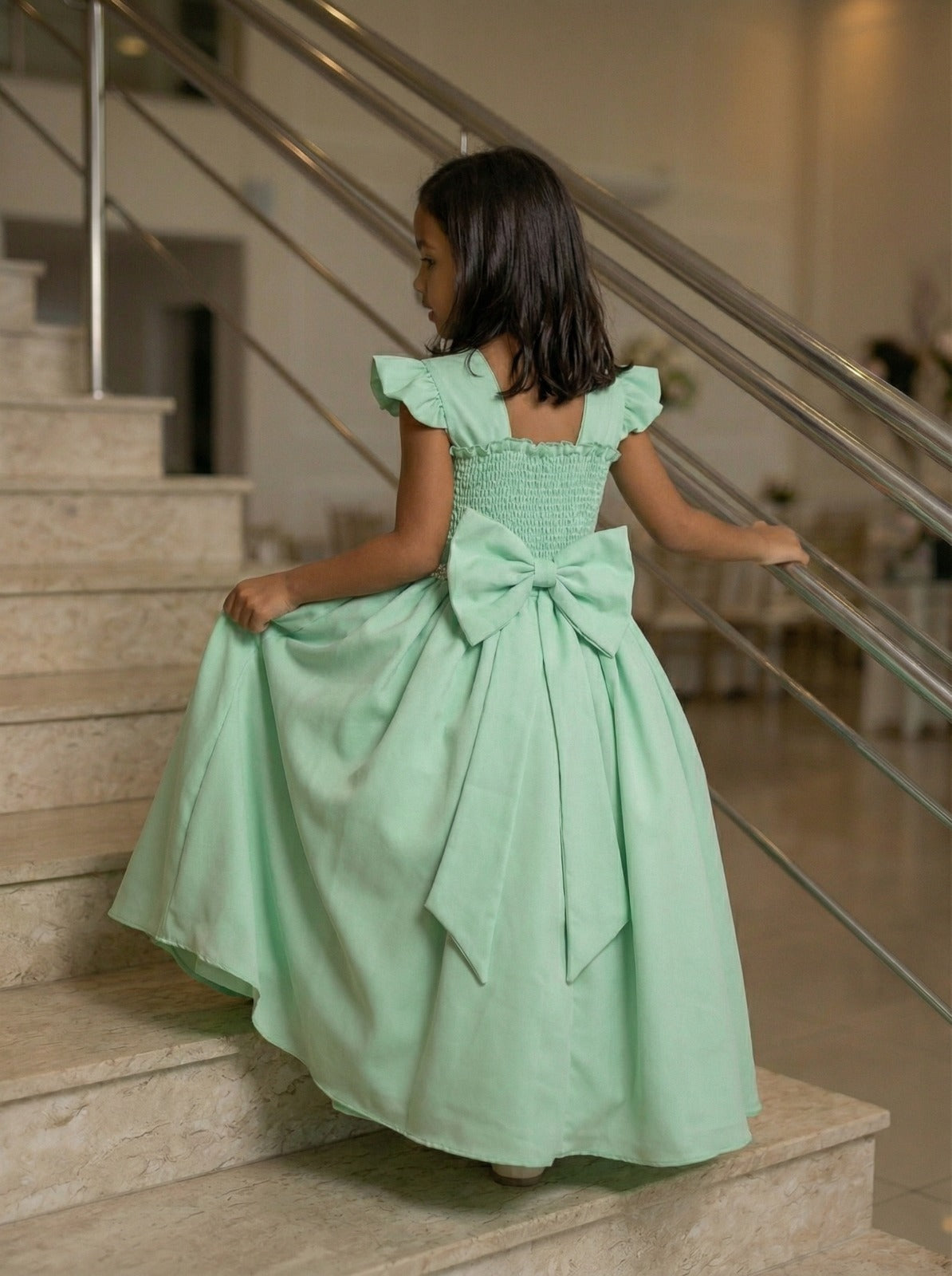 Vestido Ysa Kids Ariane Longo Verde Oliva - Leveza e Elegância para Meninas | Bebeloo Kids